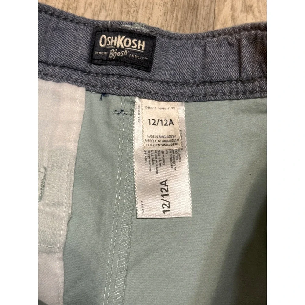 OshKosh B'gosh‎ Boys Chino Shorts Light Blue Size 12 Flat Front Cotton Blend